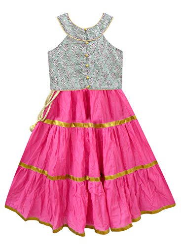 Image of A.T.U.N. (ALL THINGS UBER NICE) Girls Cotton Printed Readymade Ghaghra | Lehenga Choli and Dupatta Set | Ethnic Wear Clothing Set for Festival Occasions