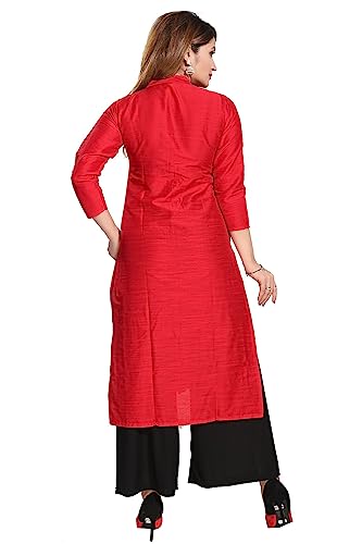 Image of DREAM & DZIRE Women's Silk Blue Straight Kurti for All Plus Size and Small Size
