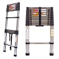 10.5FT Stainless Steel Telescoping Ladder Collapsible Extension Ladder Loft Ladder Heavy Duty Adjustable Height Safety Lock Non-Slip Bottom Caps for Home Use Roof RV Outdoor Activities 330lb Max Load