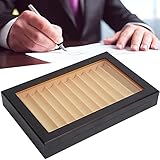 【MADERA SÓLIDA DE ALTA CALIDAD】 La caja de presentación de 12 ranuras está hecha de madera maciza de alta calidad ,la veta de la madera es delicada y suave ,y la mano se siente cómoda y duradera .