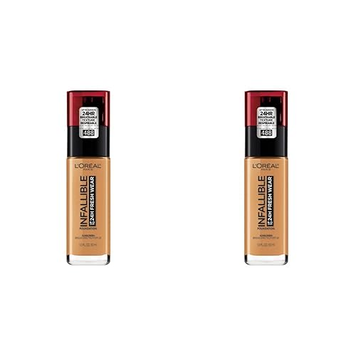 Miniatura 1 de L'Oreal Paris - Base de maquillaje Infallible Up to 24 Hour Fresh Wear, caramelo, 1 onza (paquete de 2)