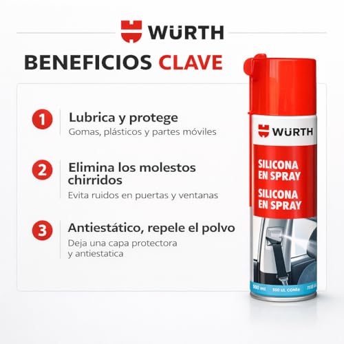 Dettaglio etichetta Würth Spray Silicone con istruzioni d'uso