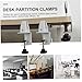 HEALEEP 2pcs Portable Aluminum Alloy Tabletop Partition Clip Easy Install Desktop Divider Clamp for Home Office Use Non-Drilling Removable White