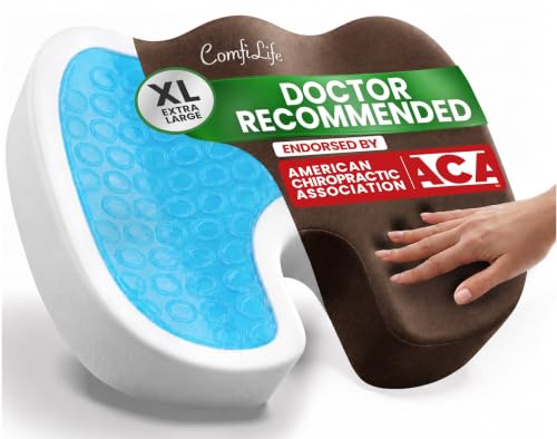 Image of ComfiLife Extra Large Gel & Memory Foam Seat Cushion - Doctor Recommended Office Chair Cushion, Car Seat Cushion - Back & Sciatica Pain Relief - Wide Seat Cushion for Big & Tall (Brown)
