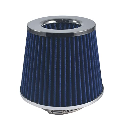 OQUGRHR Filtro de admisión de aire de cono de alto flujo universal de 76 mm, color azul