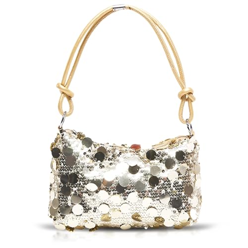 QTKJ Sequin Clutch Purses for Women, Evening Bag, Underarm Bag, Handbag for Wedding, Prom, Parties, Travel(Gold)
