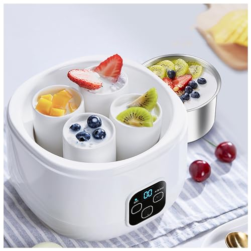 1L Probiotic Yogurt Motor, Yogurt Maker Machine with Touch Screen Display, 4 Ceramic Cups, Three-dimensional Constant Temperature, Natto Maker