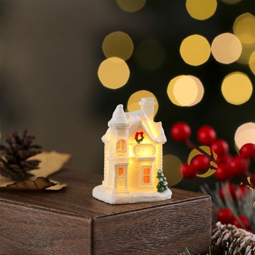 ASHLUYAK Maisons De Noël en Résine À LED Village en Résine avec Lueur LED Chaude pour Affichage Table Et Maisons Lumineuses Vacances – vue 5