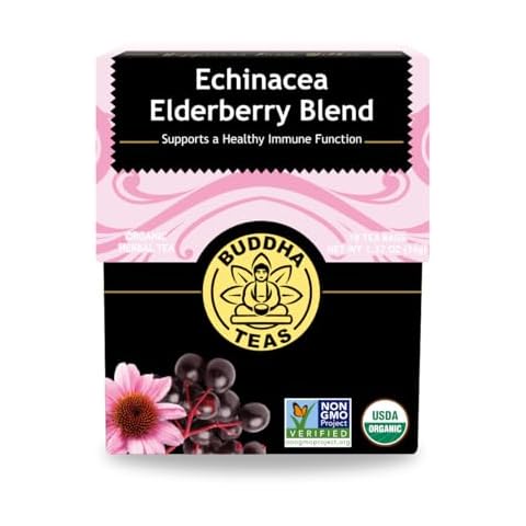 Buddha Teas - Organic Echinacea Elderberry Blend - Herbal Tea - For Health & Wellbeing - With Antioxidants & Minerals - Clean Ingredients - No Caffeine - OU Kosher & Non-GMO - 18 Tea Bags (Pack of 1) Cover