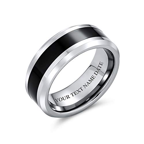 Bague de mariage en titane bicolore noir et argent 8MM pour couple au style épuré