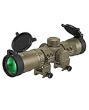 CVLIFE 1.5-5x32 Crossbow Scope, 20-100 Yards Etched Glass Ballistic Reticle, Red Green Illuminated Crossbow Scope with 20mm Scope Rings, Flat Dark Earth
