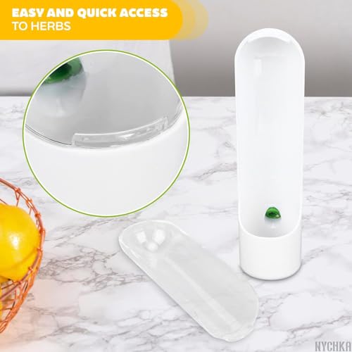 Image of FunBlast Herb Saver for Refrigerator, Fresh Herb Keeper & Storage Container, Fresh Herbs Saver for Cilantro, Parsley, Mint & More, Space-Saving Design (White)