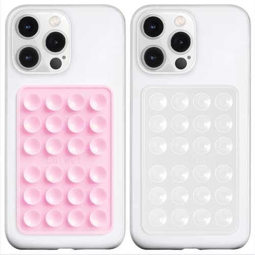 Image of PKYAA Silicone Suction Phone Case Adhesive Mount, Upgraded Super Strong Grip, Durable, Easy to Use, Hands-Free Sticky Phone Holder for Selfies, Tiktok Videos, 2.56 inchx3.94 inch (LPK&TP)