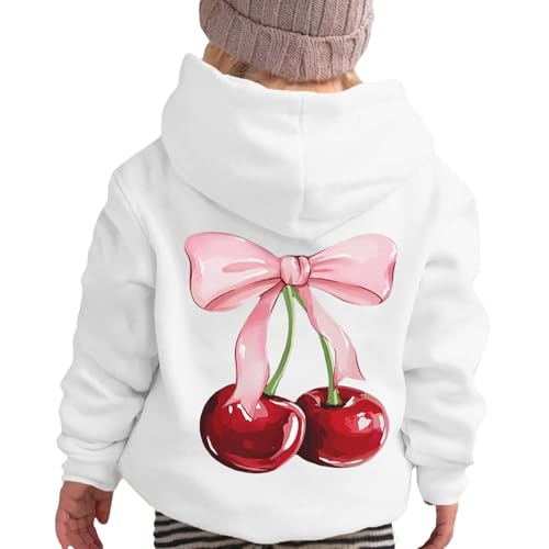 Image of Girls Boys Hoodie Long Sleeve Soft Pullover with Cute Graphic, Cozy Cotton Blend Sweatshirt for Kids Ages 3-10, Everyday Play Wear (White, 5-6 Years)