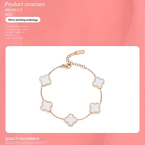 Cfshypd Titanium Steel Four-Leaf Clover Bracelet Bangle, Fashion Simple Clover Acrylic 18K Rose Gold Adjustable Bracelets Bangles, Birthday Gift For Women And Girls (Color : Green) #TOP2