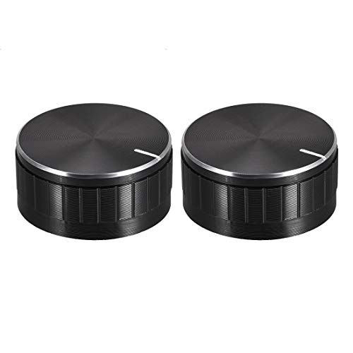 uxcell 2pcs Potentiometer Knob Knurled Shaft Black Aluminum Groove Surface Rotary Knob 40mmx17mm Volume Control Knob