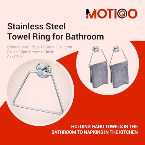 Image of Stainless Steel Towel Ring for Bathroom, Napkin Ring for Wash Basin, Towel Holder, Napkin Holder, Towel Hanger, Bathroom Aessories (Triangular Shape) Set-2