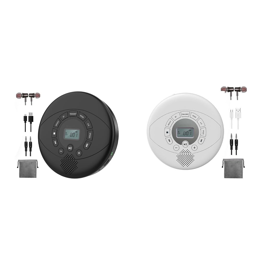 Reproductor de CD portátil con Altavoces y batería Recargable para Coche, hogar, Exterior, Escuchar audiolibros con Bluetooth. Reproductor de CD
