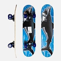 23 inch Skateboards for Juniors, Cruiser Skateboard for Girls Boys Teens Adults Beginners, Mini Skateboards Classic Complete Skate Board (SharkStrike)