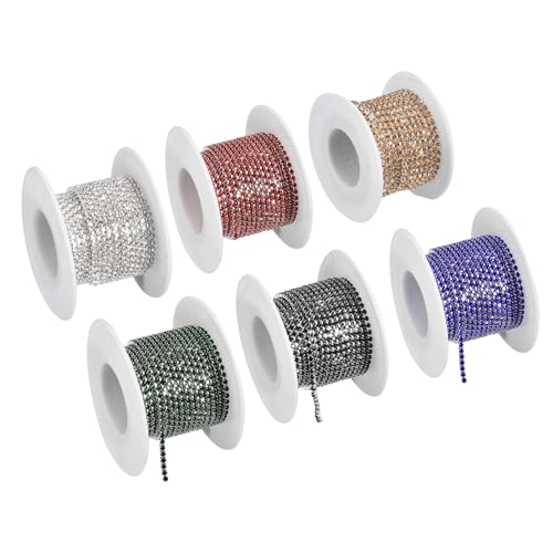 uxcell 6 Roll 33 Yards 3MM Crystal Rhinestone Close Chain Trim