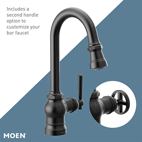 Moen S52003Bl Paterson One-Handle Pulldown Bar Faucet With Power Clean, Includes Interchangeable Handle, Matte Black #TOP4