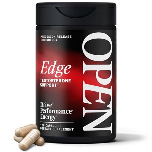 OPEN Essentials Edge 11-in 1 Testosterone Booster for Men Over 30 - Drive, Energy, Performance - Tongkat Ali, Fenugreek, KSM-66 Ashwagandha - 120 Precision Release Capsules