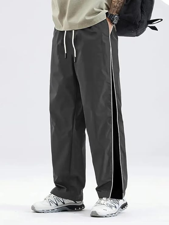 Image of O3e Light Fit Straight Fit Track Pants for Men High Rise Ankle Length Gym Lower Quick Dry Polyester Blend Sports Joggers Drawstring Zipper Running Training Casual Wear