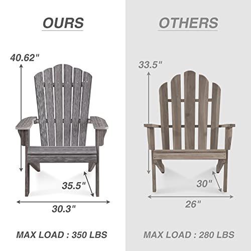 Acuel Adirondack Chair Set Of 2, Outdoor Oversized Patio Chair Poly Lumber Weather Resistant & Durable Fire Pits Chair For Poolside,Lawn And Garden,350Lbs Weight Capacity (Gery) #TOP2