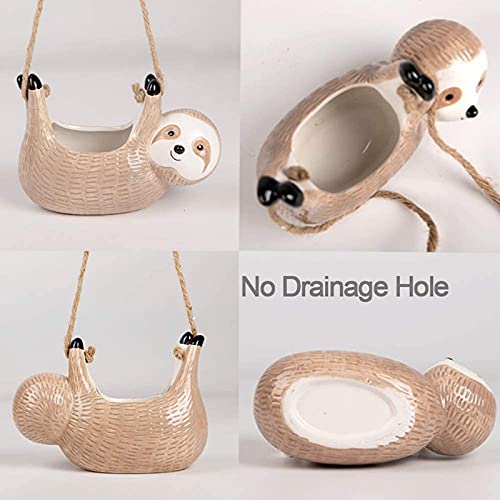 JCYANG Muur opknoping keramische vaas luiaard bloem pot chlorofytum potplant dier schattige dieren planter huis tuin decoratie Keramische vaas (Color : 02) - Afbeelding 7