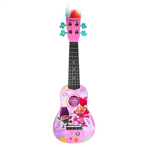 First Act Discovery Trolls 2 World Tour Ukulele - Small Kids’ Guitar with Four Strings, Musical Instruments for Children and Beginners, Featuring Trolls’ Poppy & Branch