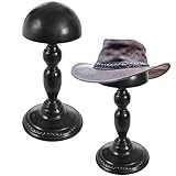MyGift Vintage Black Metal Hat and Wig Display Stand, Set of 2