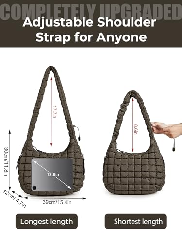 Image of Puffer Quilted Tote Bag for Women Nylon Crossbody Bags Puffy Purse Hobo Large Shoulder Bag Trendy
