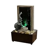 Nature's Mark 9' H Elephant Tabletop Water Fountain with Natural River Rocks and LED Lights (Power Cord Attached)
