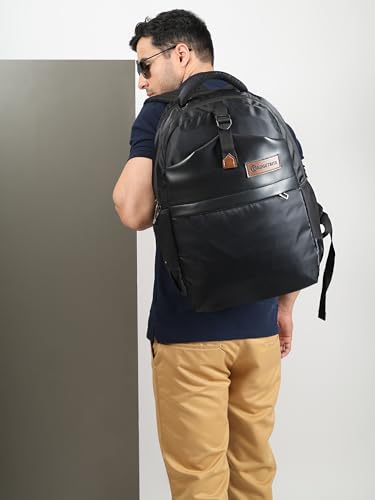 Image of GadgetBite Blaze Laptop Bag 28 Ltrs Large 4 Compartment Laptop Backpack Travelling Bag for Men and Women College Travel Bag Durable Leather Office Bag with Organizer Pocket & Bottle Pockets - Black