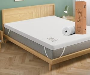 Sleepy Owl 10cm Memory Foam Mattress Topper SUPER KING Bed, 4 Inch Thick Gel Infused Orthopedic Mattress Pad, Removable Washable with Elastic Straps (Super King 180x200, 10 cm)