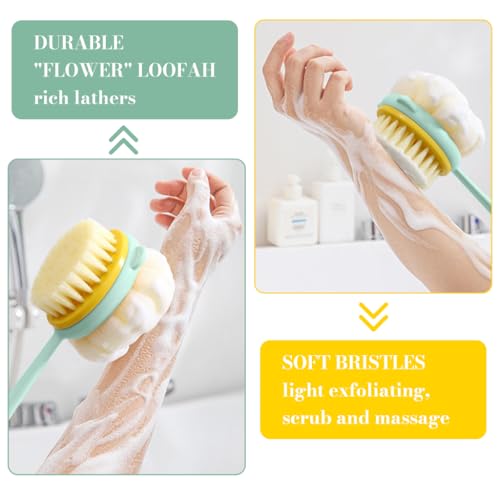 Image of MAYCREATE Long Handle Back Scrub Brush Double-Sided Bathing Tool for Shower | Double-Sided Exfoliation, Easy Reach for Back Care, Bath Puff Texture, Helps Remove Dead Skin During Shower Use