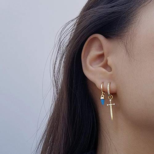 Dagger Hoop Cuff Earrings S925 Sterling Silver Cubic Zirconia Hypoallergenic Cartilage Earrings Huggie Ear Piercing Sword Small Dangle Drop for Women Bff Stylish Jewelry2