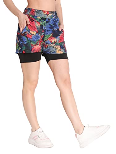 Image of CHKOKKO Gym Shorts for Women Workout Sports Running Quick Dry Fit Double Layer Inner Compression with Pockets Breathable Lightweight Wear