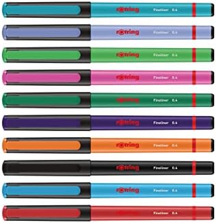 rOtring Fineliner, İnce Keçe Uçlu Kalem 0.4 mm, 10'lu Paket, Karışık Renkler - Görsel 2
