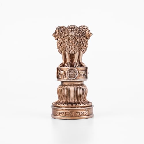 Image of Artarium Handcrafted Ashoka Ashok Pillar Idol Pillar Statue Showpiece for Car Dashboard Home Office Decor Table Showpiece Corporate Gifting (4 Inch, Bronze)
