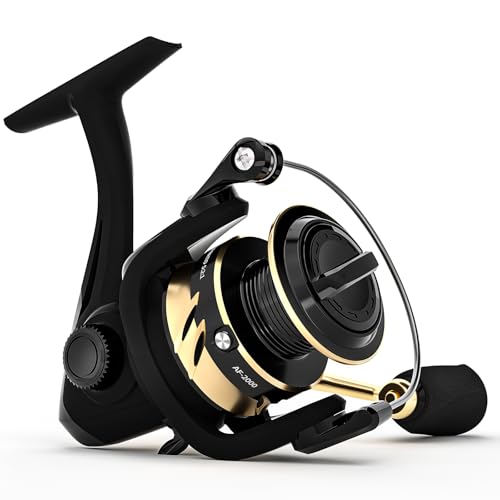 Ashconfish Fishing Reel, Freshwater and Saltwater Spinning Reel, Come with 109Yds Braid line. Lightweight Body, 5.0:1 Gear Ratio, 7+1 Steel BB, Max 17.6lbs Drag Power, Metal Spool &Handle,AF2000