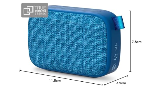 Energy Fabric Box 1+ Pocket Blueberry - Altavoz Portátil (Tws, Bluetooth V5.0, 3W, Usb&Microsd Mp3, Fm Radio, Audio-In), Color Azul, 118 X 78 X 39 mm
