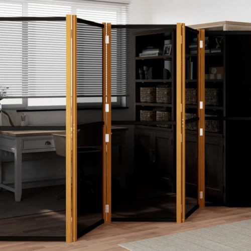 vidaXL Raumteiler 5-TLG. Trennwand Stellwand Paravent Spanische Wand Sichtschutz Umkleide Faltwand Raumtrenner Holz Schwarz 350x180 cm