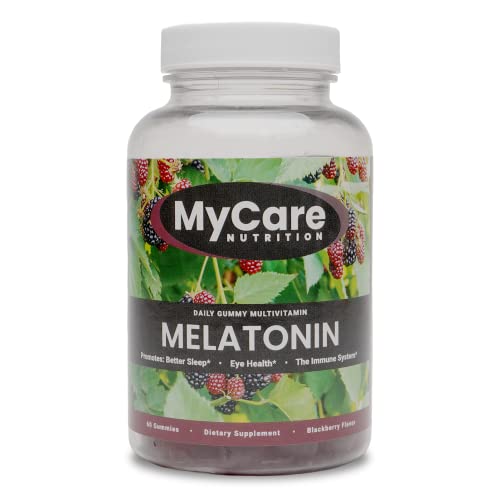 MyCare Nutrition Melatonin Gummies - Daily Sleep Aid - Promotes Eye Health, & Immune Support - Multivitamin - Non-GMO, Gluten-Free, Vegetarian - Tasty BlackBerry Flavor - 60 Gummies