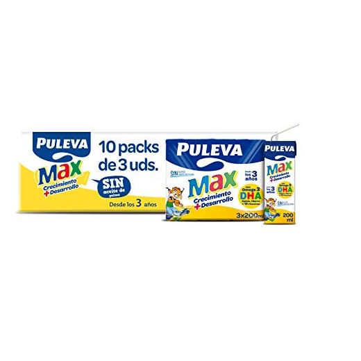 Puleva Max Leche Blanca de Crecimiento Y Desarrollo - 10 packs de 3 minibriks de 200 ml