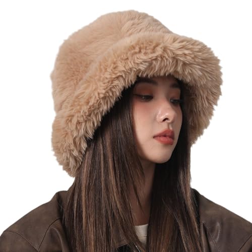 Chapeau de pêcheur chaud en peluche pour femme - Idéal pour le ski et les sorties en plein air