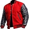 Men's Varsity Jacket Real Leather Sleevs & Wool College Jacket Baseball Bomber Coat (UK, Alpha, 4XL, Regular, Regular, Red & Black) #2