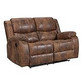 Tan Brown Faux Leather 2 Seater Recliner Sofa for Living Room - Relaxing Lazy Boy Recliner in Durable Fabric, 2 Seats with 3 Position Manual Lever Recline , Comfortable TV Seat , Non-Peeling Living