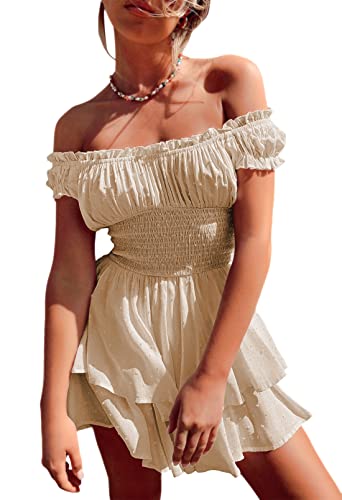 Pink Queen Damen Boho Jumpsuit Laterne Langarm Rüschenschicht Fliege Rücken Taille Mini Kleid Kurzer Strampler Schwarz L