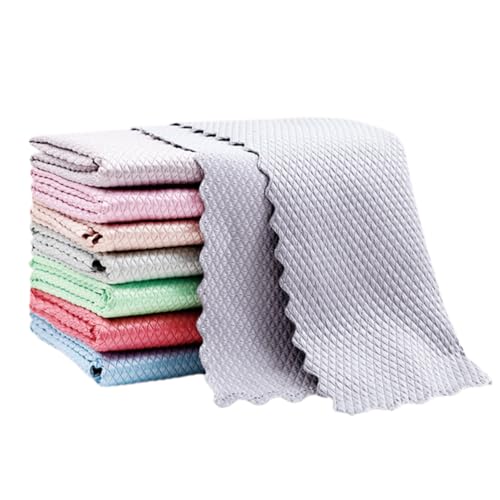 Lot de 10 Chiffons Microfibre - Torchon Cuisine, Voiture, Bayetas, Serviette, Ménage, Lavette - Nettoyage Vitre (30x40cm)